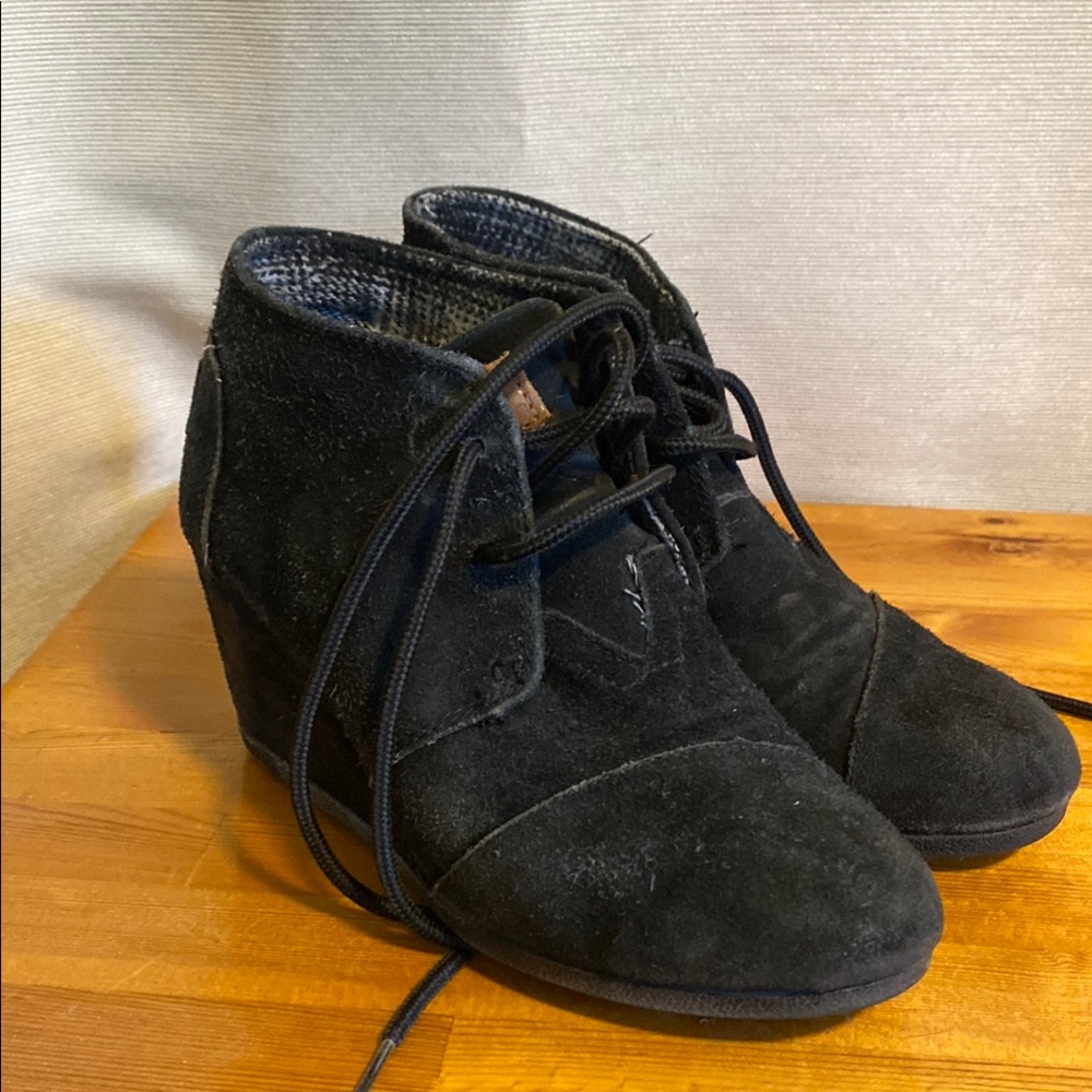 Black Suede Women's Wedge Ankle Boots